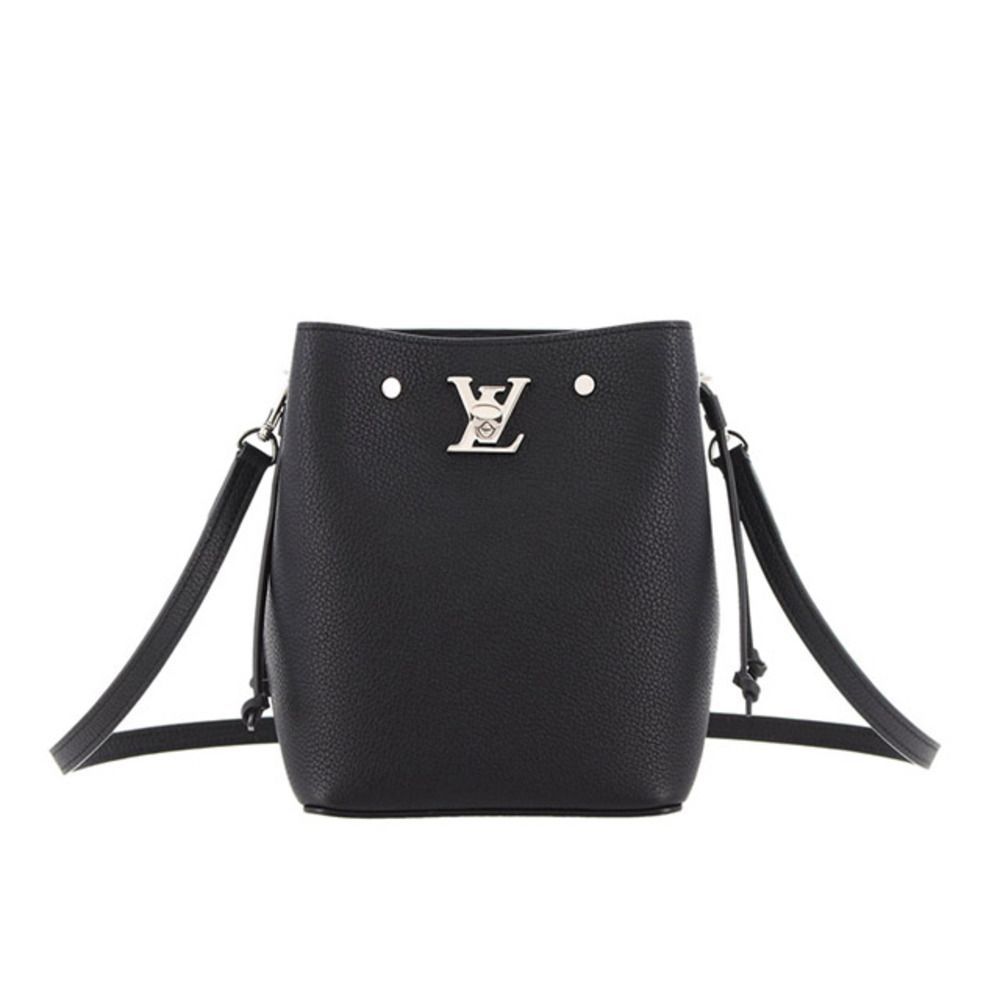 Louis Vuitton Nano LockMe Bucket Shoulder Bag Taurillon Black Bag